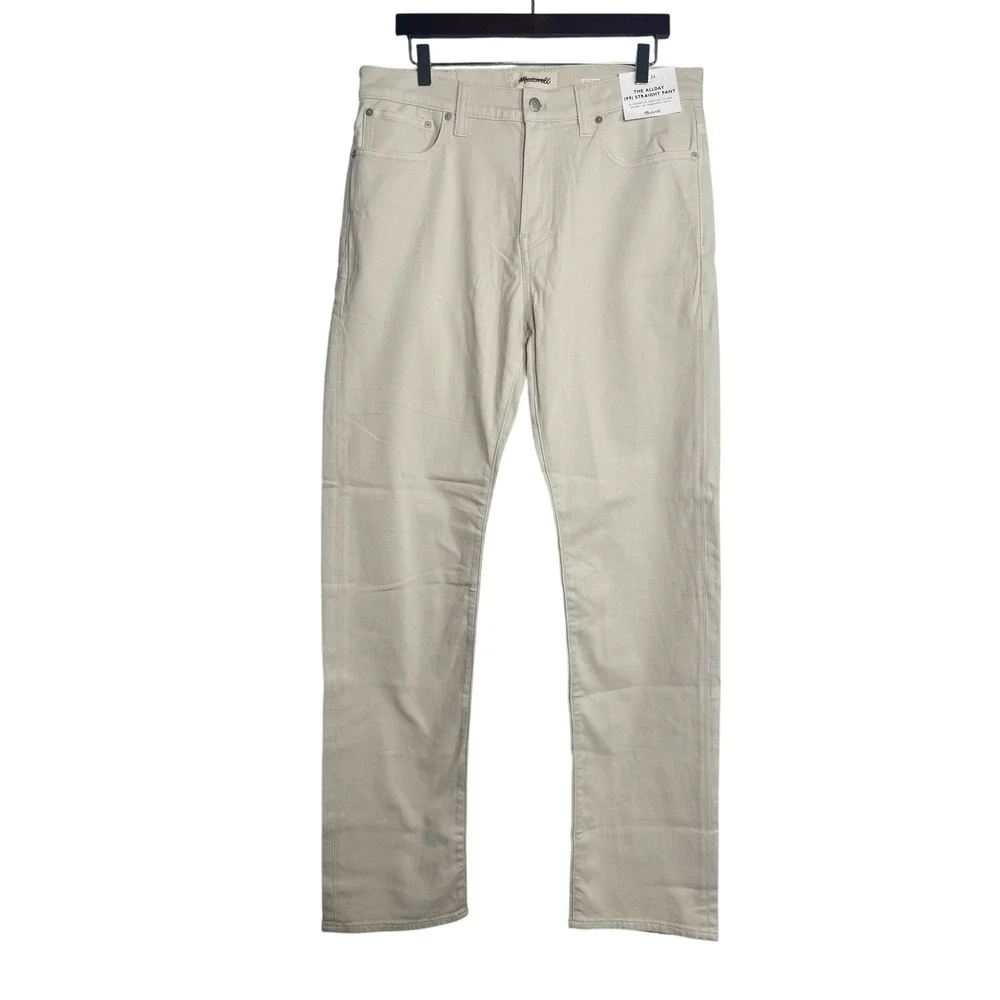 MADEWELL The Allday 1991 Straight Pant 34x34 Cream Off White Chino NEW NS352